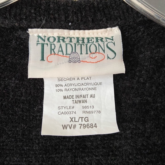 Northern Traditions Floral Knit Black Sweater Vest XL - Picture 4 of 12